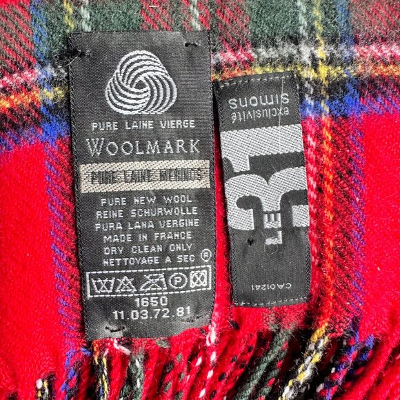 Simons Le 31 made in France Woolmark Pure New Wool plaid scarf - Picture 3 of 5
